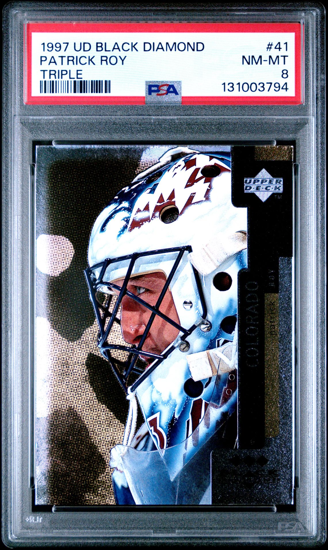 1997 Upper Deck Black Diamond Patrick Roy #41 (Triple) Nm-Mt 8 front