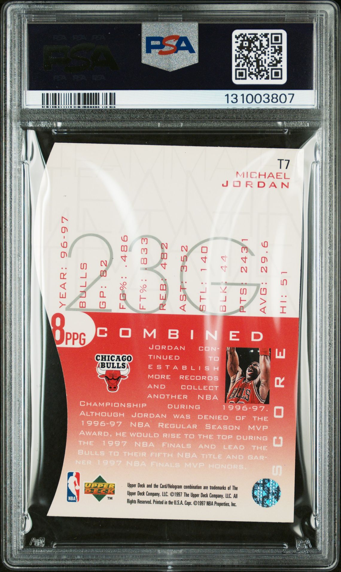 1997 Upper Deck Teammates Michael Jordan #T7 Nm-Mt 8 back