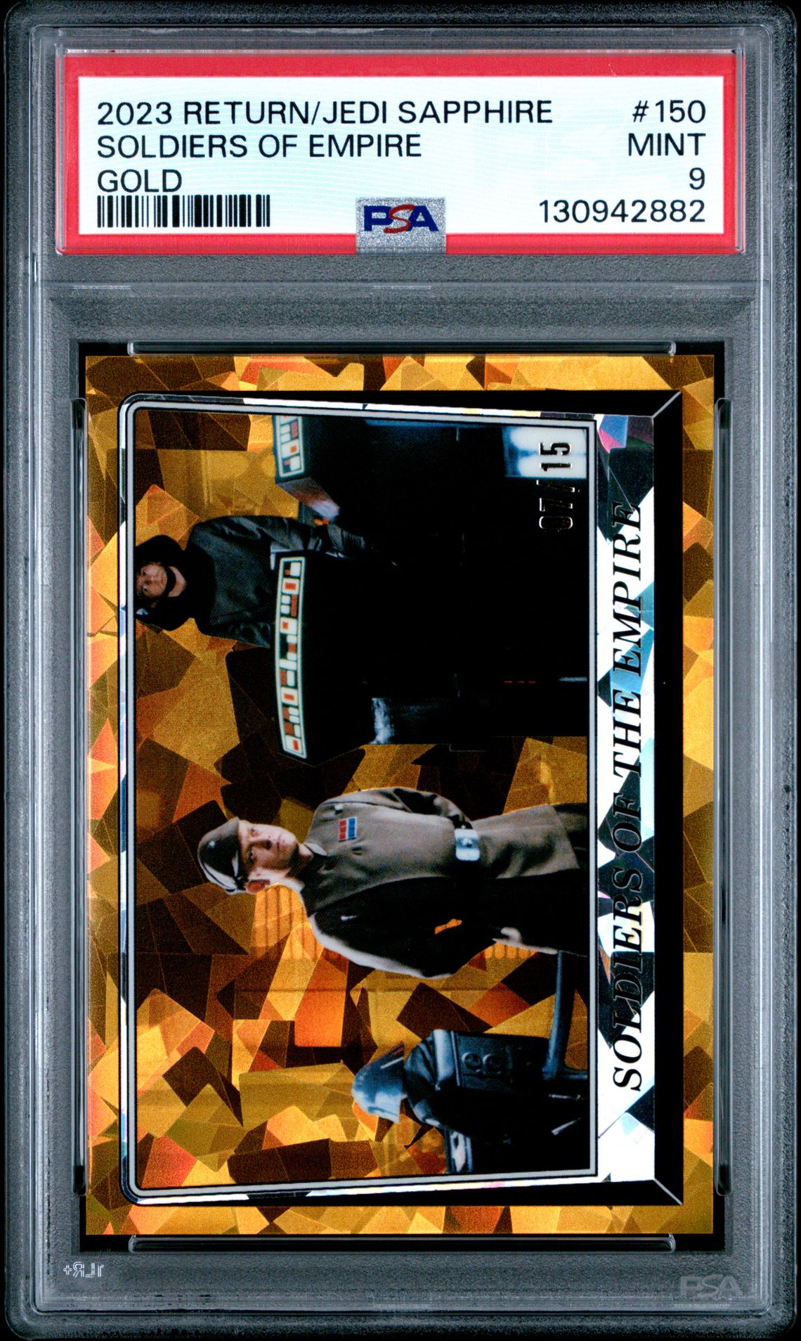 2023 Topps Chrome Sapphire Star Wars Return Of The Jedi Soldiers Of Empire #150 (Gold) Mint 9 front