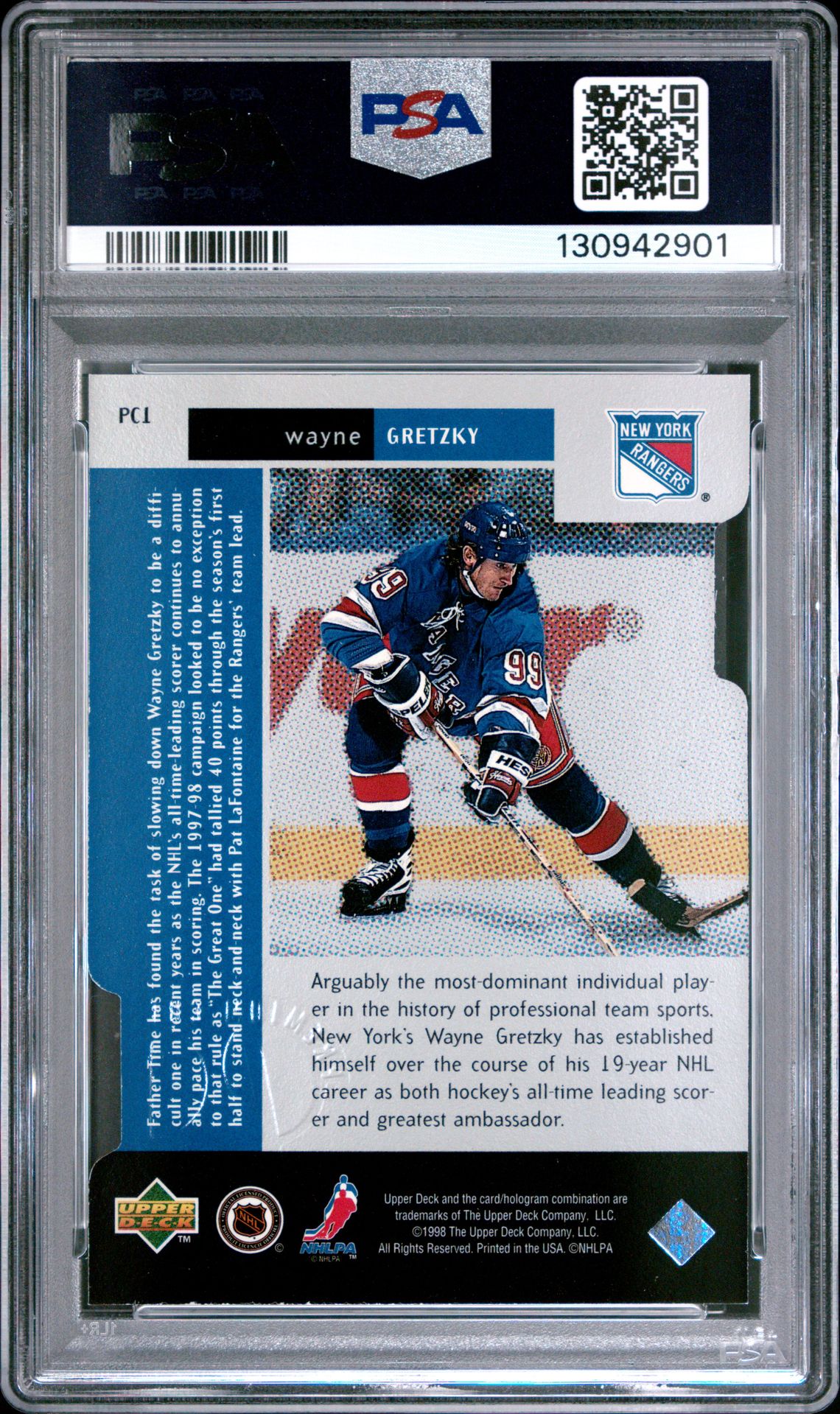 1997 Upper Deck Black Diamond Premium Cut Wayne Gretzky #Pc1 (Premium Cut-Double) Nm-Mt 8 back