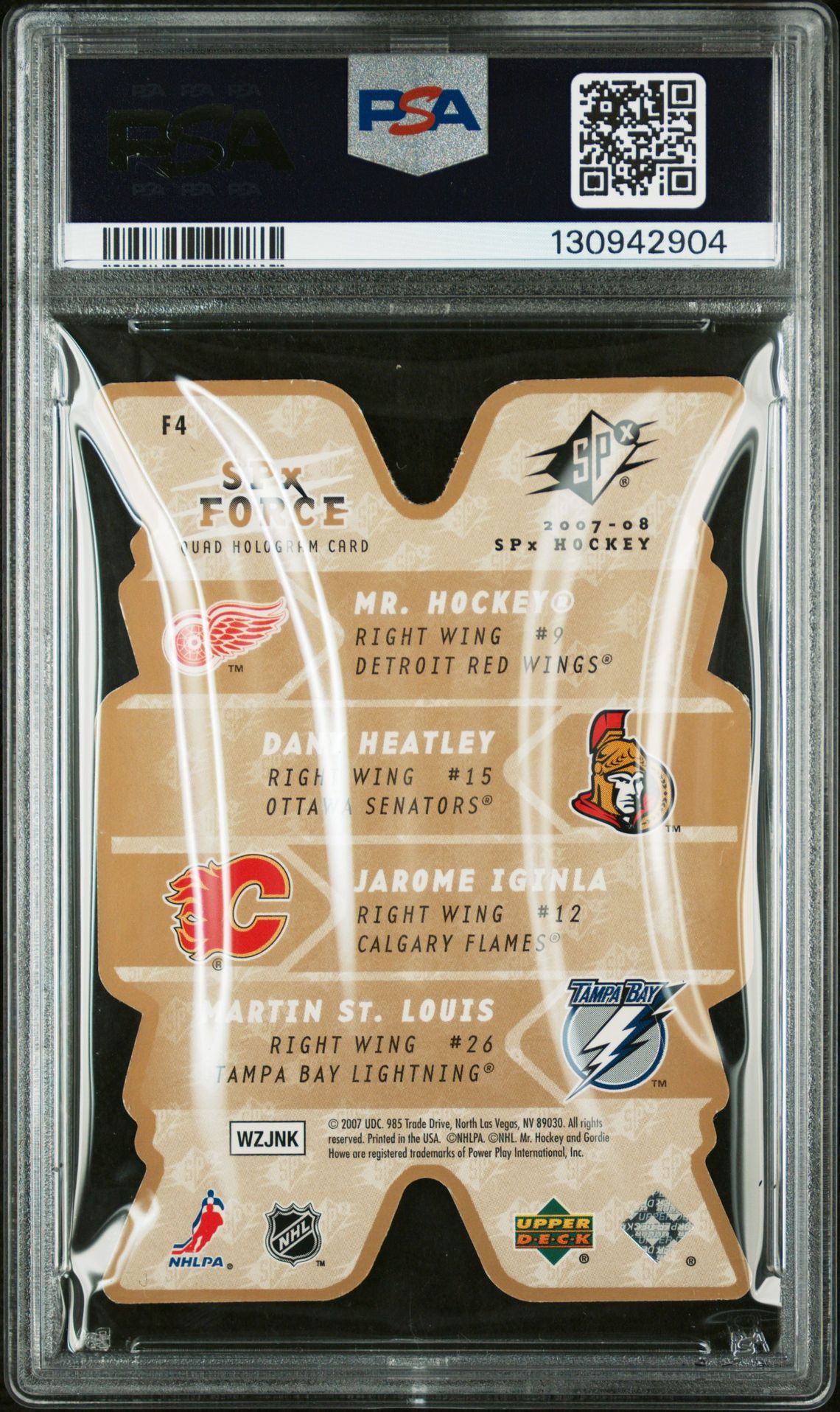 2007 Spx Force Quad Holograms Hcky/Htly/Ignl/St.ls #F4 (Quad Holograms) Nm-Mt+ 8.5 back