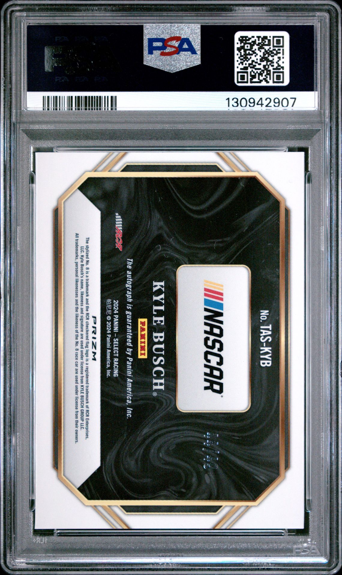 2024 Panini Select Nascar Trackside Action Signatures Kyle Busch #Taskyb (Ta Sig-Blue Prizm) Mint 9 back