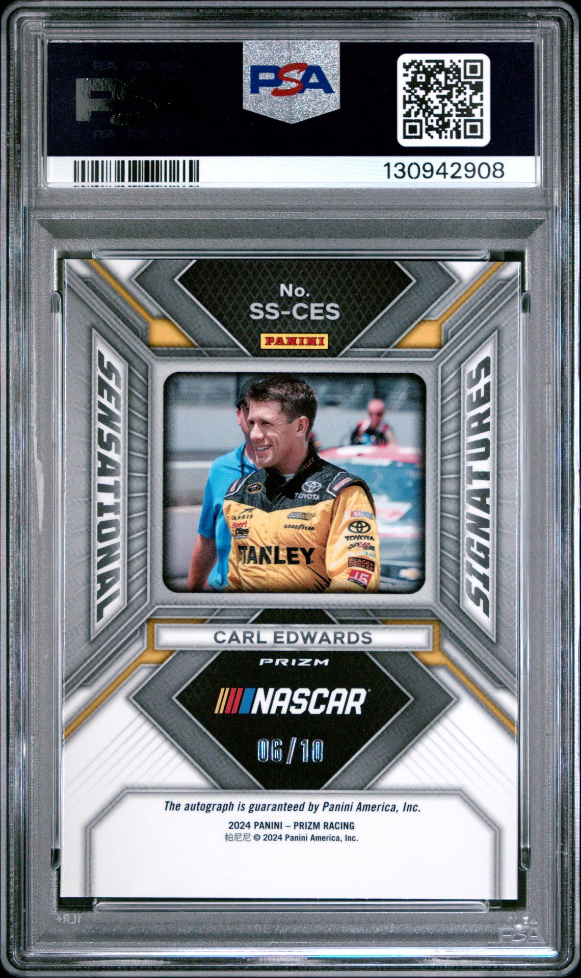 2024 Panini Prizm Nascar Sensational Signatures Carl Edwards #Ssces (S.s.-Gold Prizm) Mint 9 back