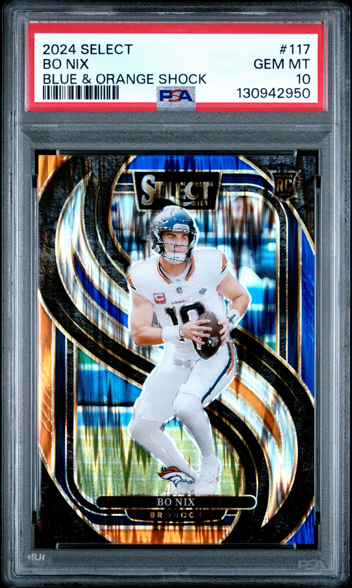 2024 Panini Select Bo Nix #117 (Blue & Orange Shock) Gem Mt 10 front