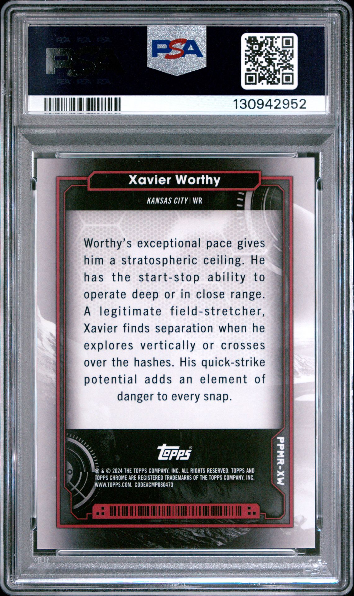 2024 Topps Cosmic Chrome Planetary Pursuit Xavier Worthy #Xw (Planetary Pursuit-Mars) Mint 9 back