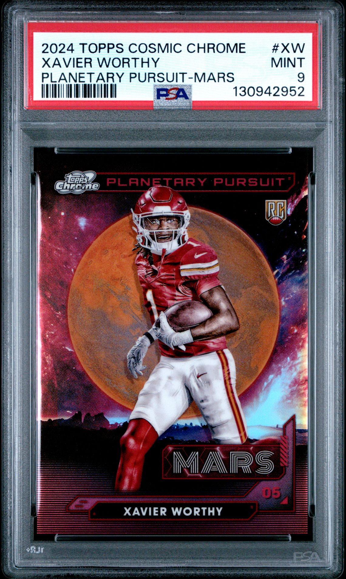 2024 Topps Cosmic Chrome Planetary Pursuit Xavier Worthy #Xw (Planetary Pursuit-Mars) Mint 9 front