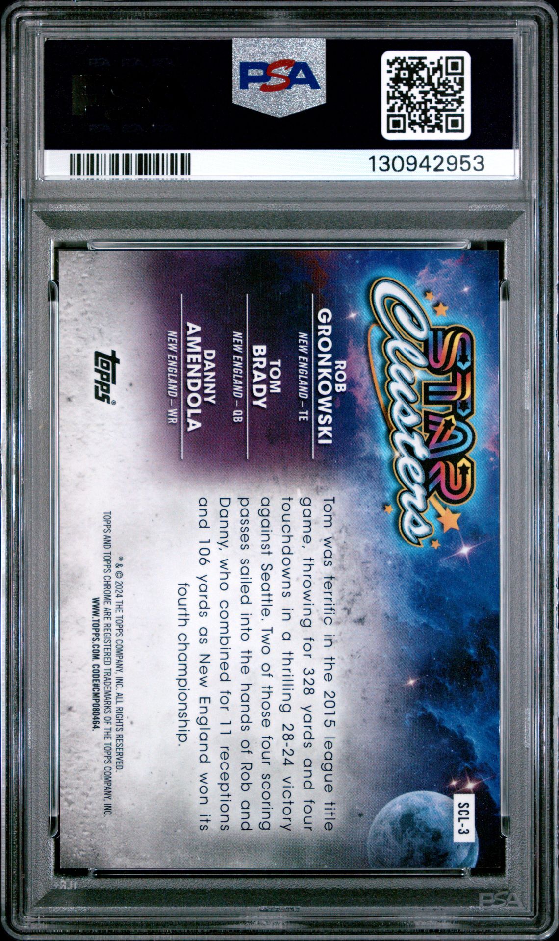 2024 Topps Cosmic Chrome Star Clusters Gronk/Brady/Amendola #3 (Star Clusters-Gold Intrstlr) Gem Mt 10 back