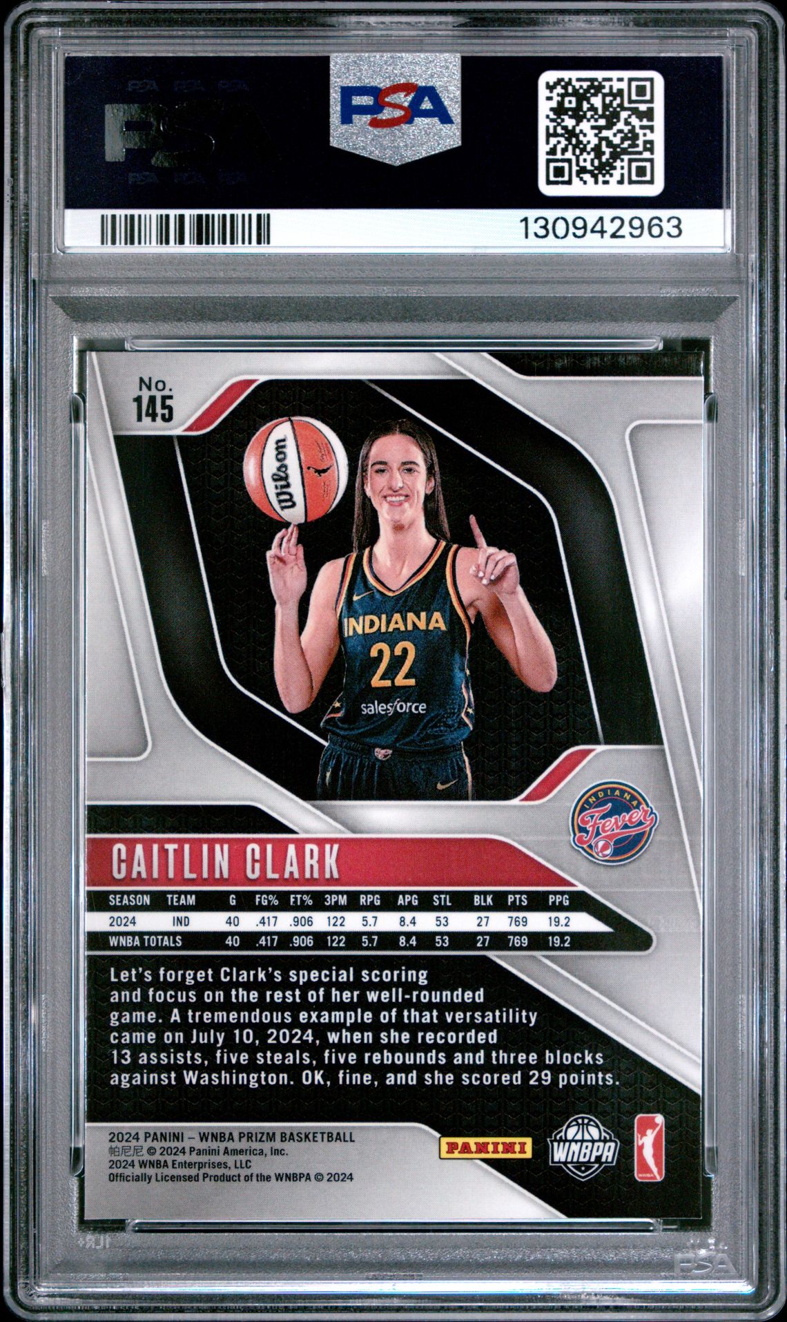 2024 Panini Prizm Wnba Caitlin Clark #145 Nm-Mt 8 back