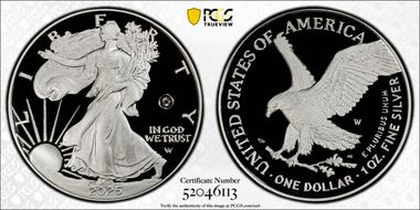 2025-W $1 Silver Eagle w/ Laser Privy PR69DCAM