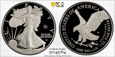 2025-W $1 Silver Eagle w/ Laser Privy First Strike PR69DCAM