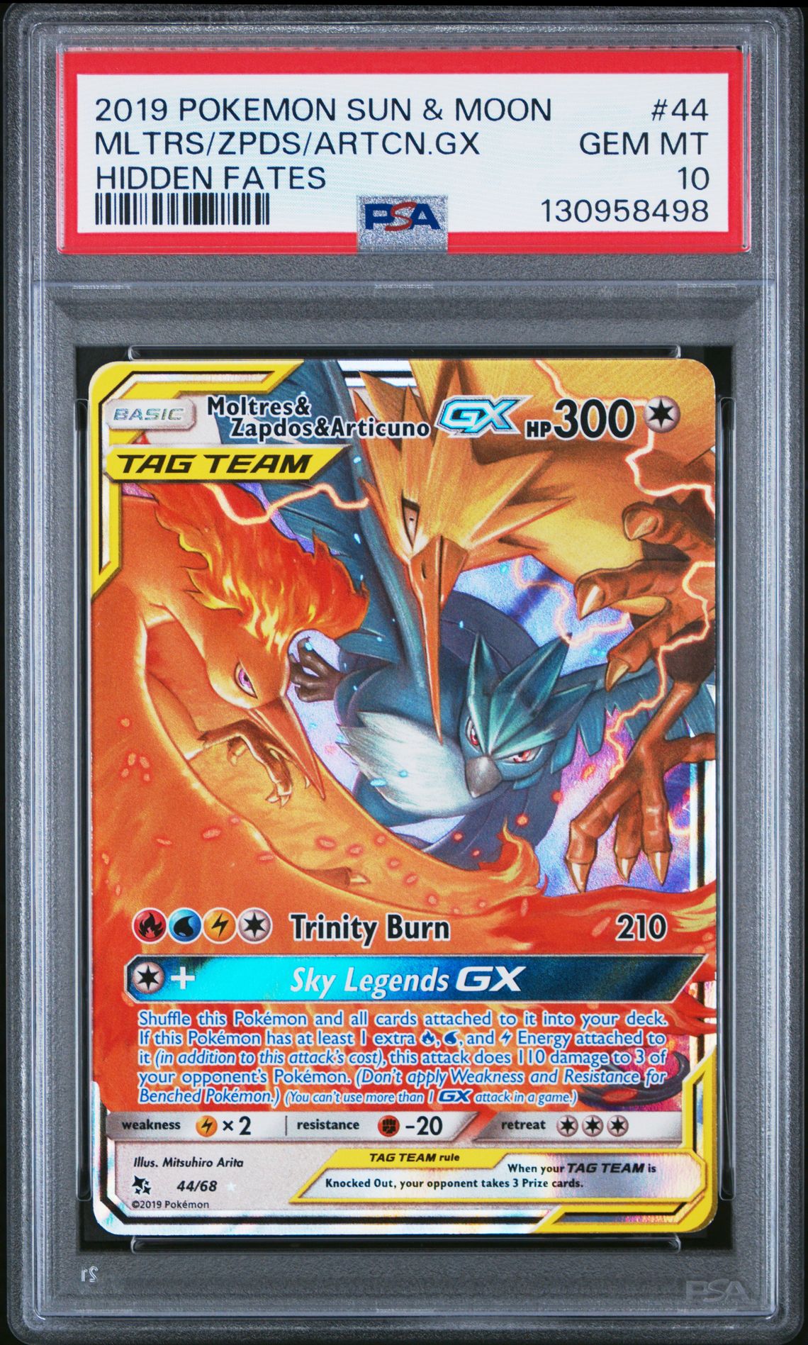 2019 Pokemon Sun & Moon Hidden Fates Mltrs/Zpds/Artcn.gx #44 (Hidden Fates) Gem Mt 10 front