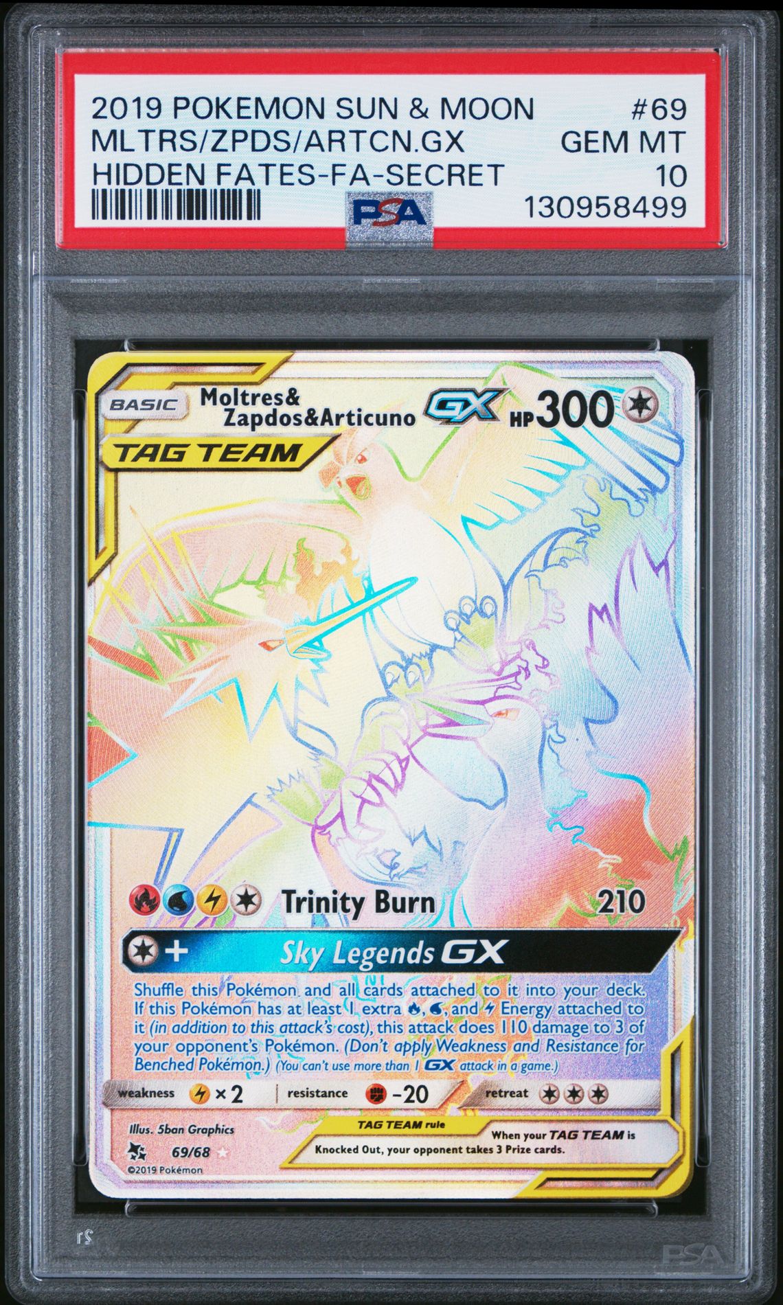 2019 Pokemon Sun & Moon Hidden Fates Mltrs/Zpds/Artcn.gx #69 (Hidden Fates-Fa-Secret) Gem Mt 10 front