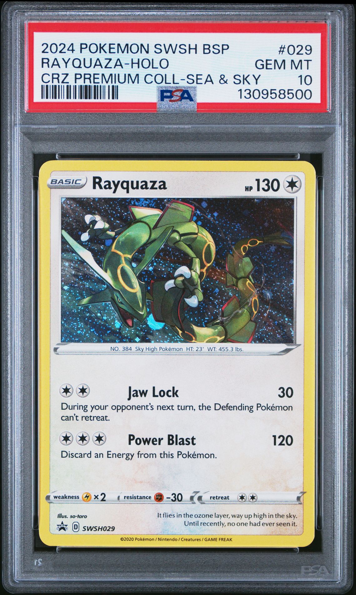 2024 Pokemon Swsh Black Star Promo Rayquaza-Holo #029 (Crz Premium Coll-Sea & Sky) Gem Mt 10 front