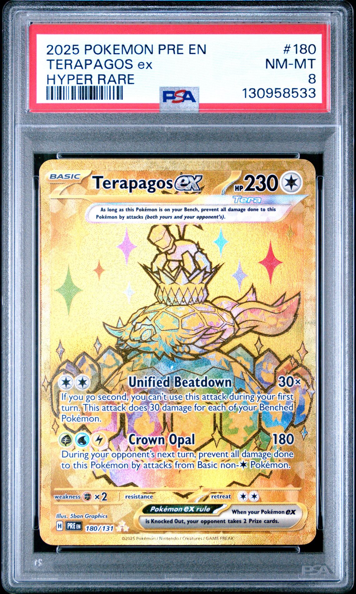 2025 Pokemon Pre En-Prismatic Evolutions Terapagos Ex #180 (Hyper Rare) Nm-Mt 8 front