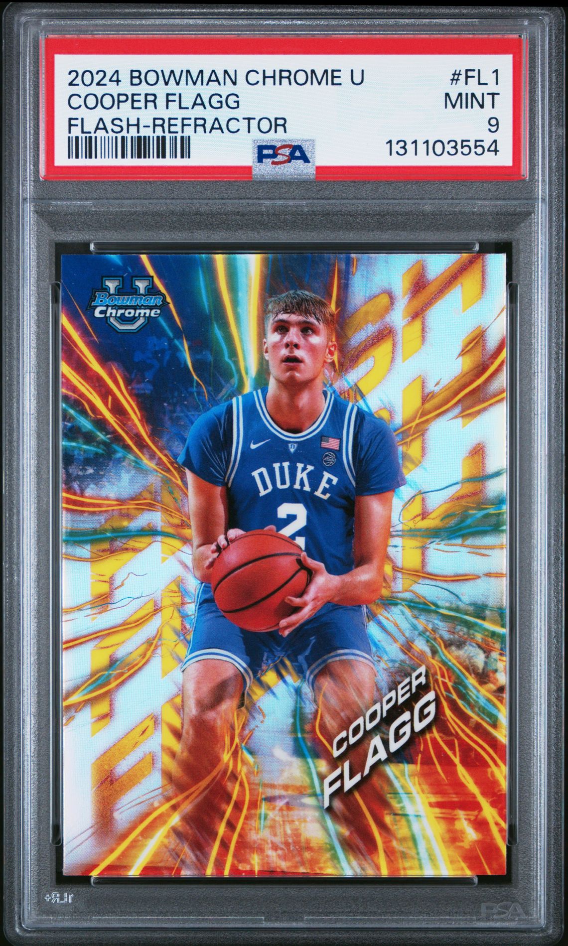 2024 Bowman Chrome University Flash Cooper Flagg #Fl1 (Flash-Refractor) Mint 9 front