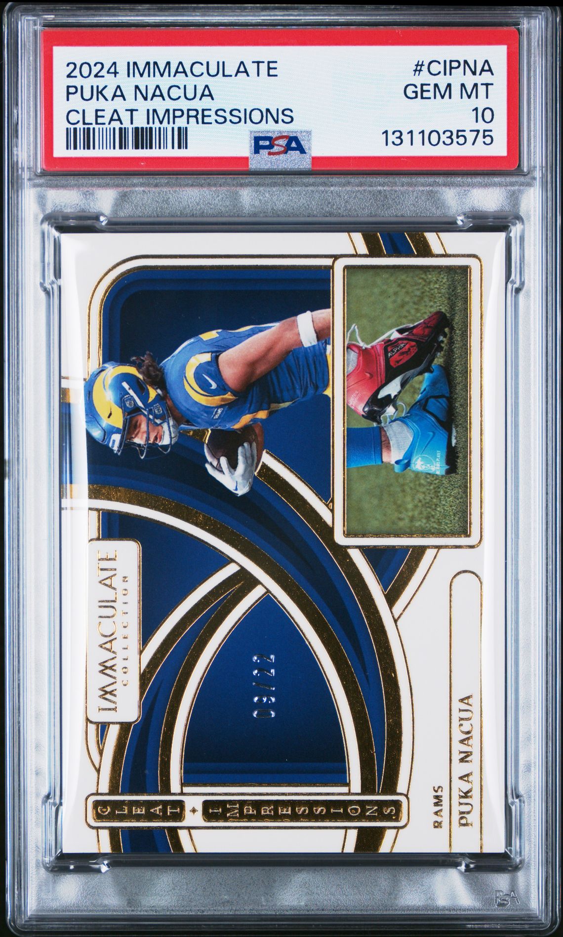 2024 Panini Immaculate Collection Cleat Impressions Puka Nacua #Cipna Gem Mt 10 front