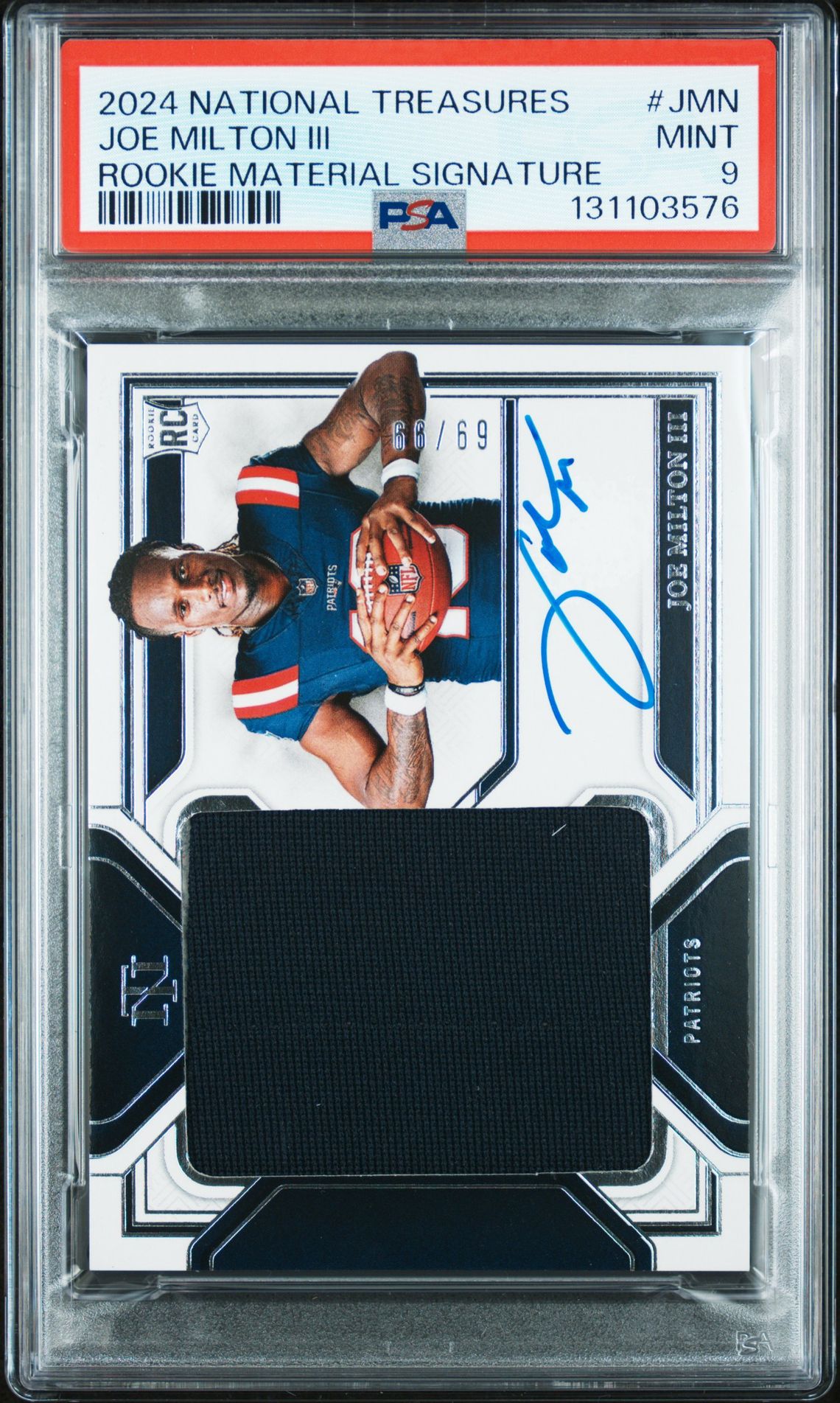 2024 Panini National Treasures Rookie Material Signatures Rps Joe Milton Iii #Jmn Mint 9 front