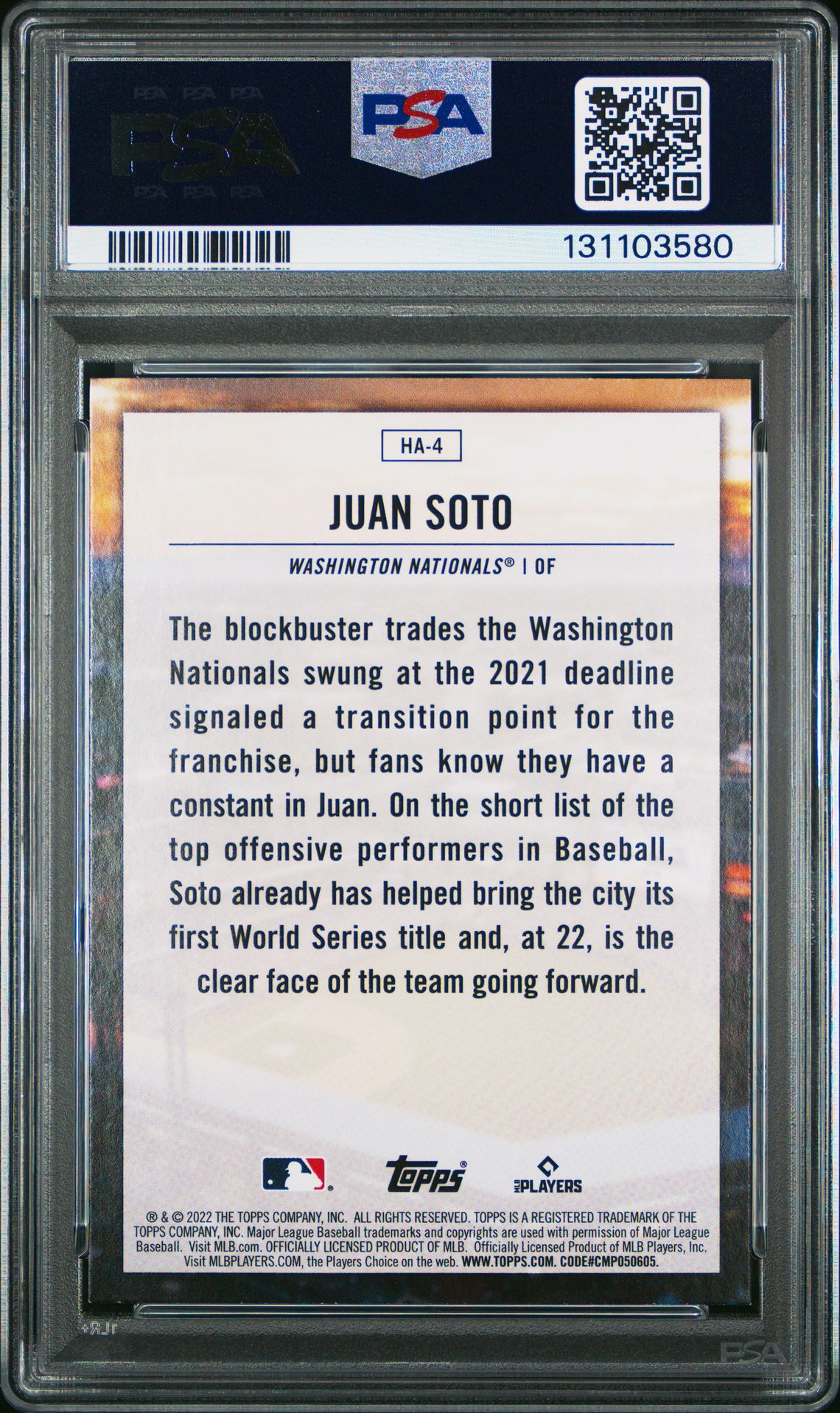 2022 Topps Home Field Advantage Juan Soto #Ha4 (Home Field Advantage) Mint 9 back