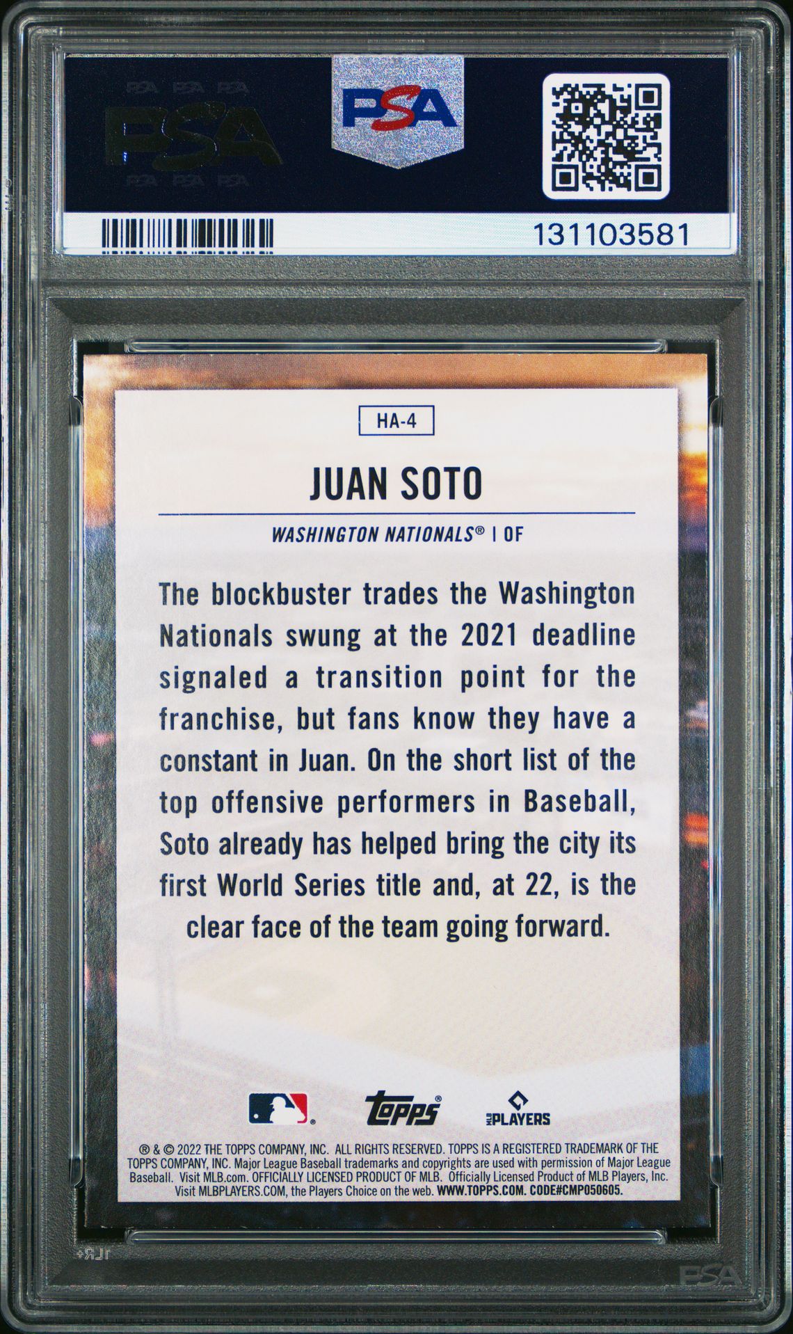 2022 Topps Home Field Advantage Juan Soto #Ha4 (Home Field Advantage) Mint 9 back