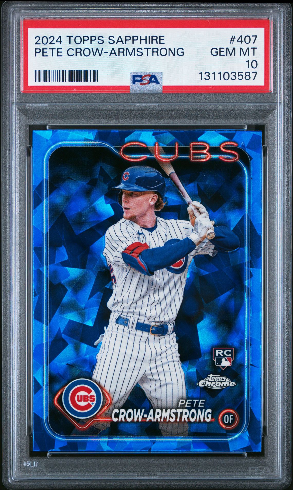2024 Topps Chrome Sapphire Pete Crow-Armstrong #407 Gem Mt 10 front