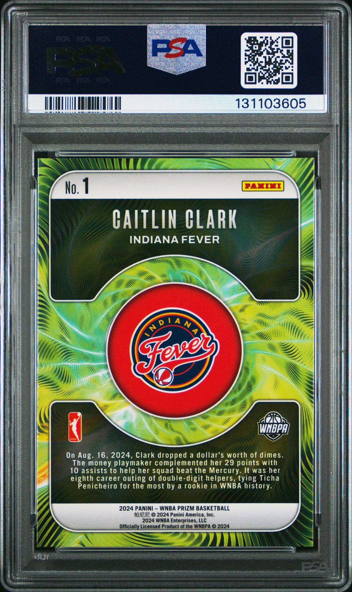 2024 Panini Prizm Wnba Fractal Caitlin Clark #1 Mint 9 back