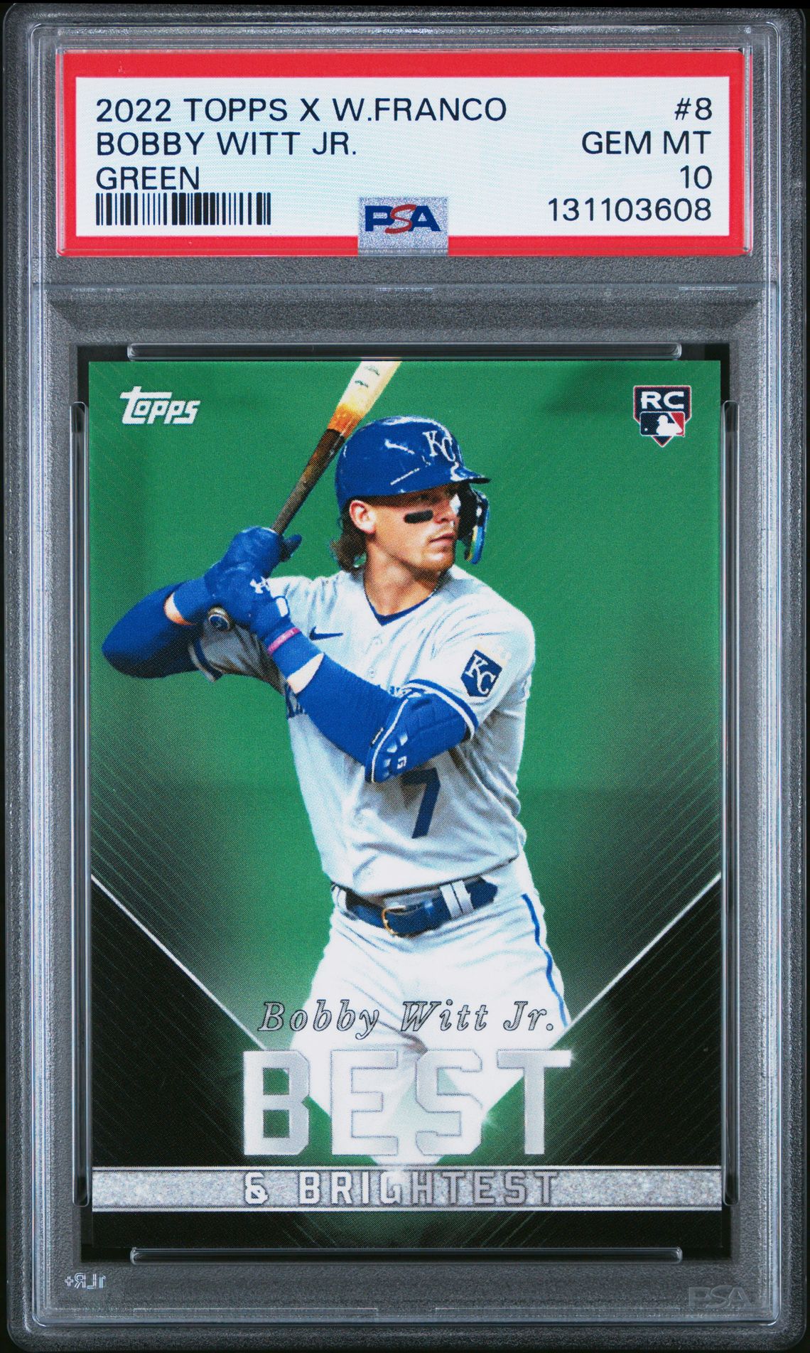 2022 Topps X Wander Franco Bobby Witt Jr. #8 (Green) Gem Mt 10 front
