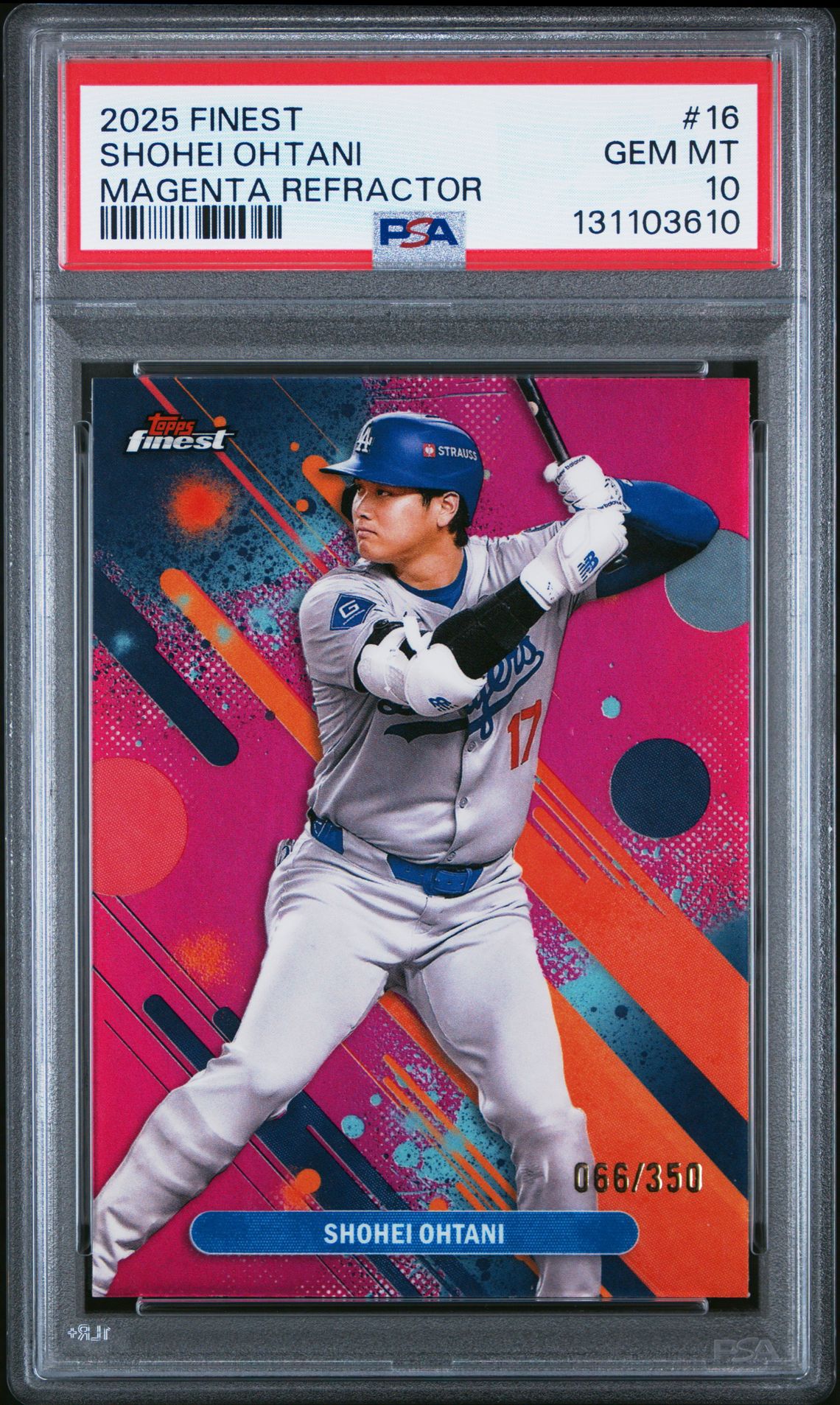 2025 Topps Finest Shohei Ohtani #16 (Magenta Refractor) Gem Mt 10 front