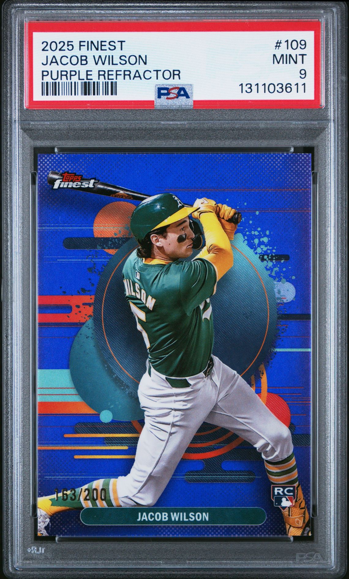 2025 Topps Finest Jacob Wilson #109 (Purple Refractor) Mint 9 front
