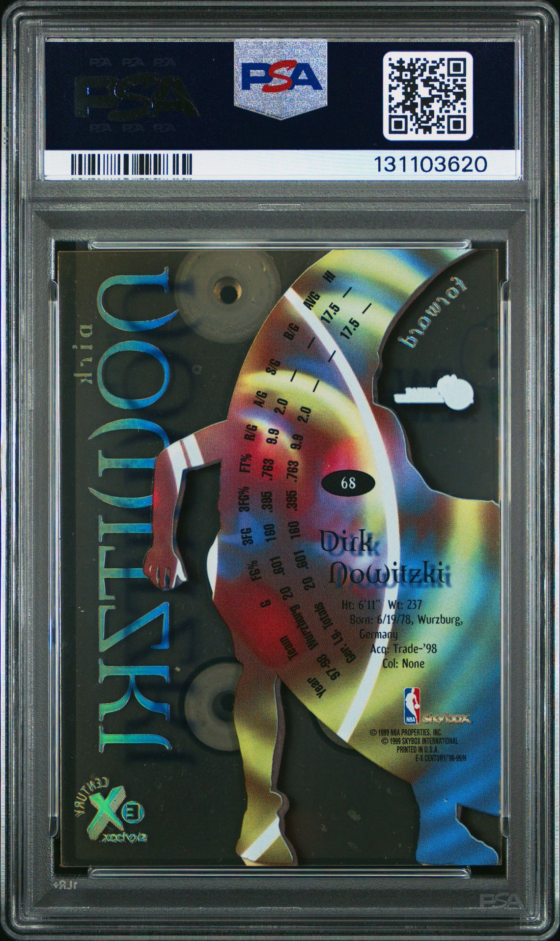 1998 Skybox E-X Century Dirk Nowitzki #68 Nm-Mt 8 back