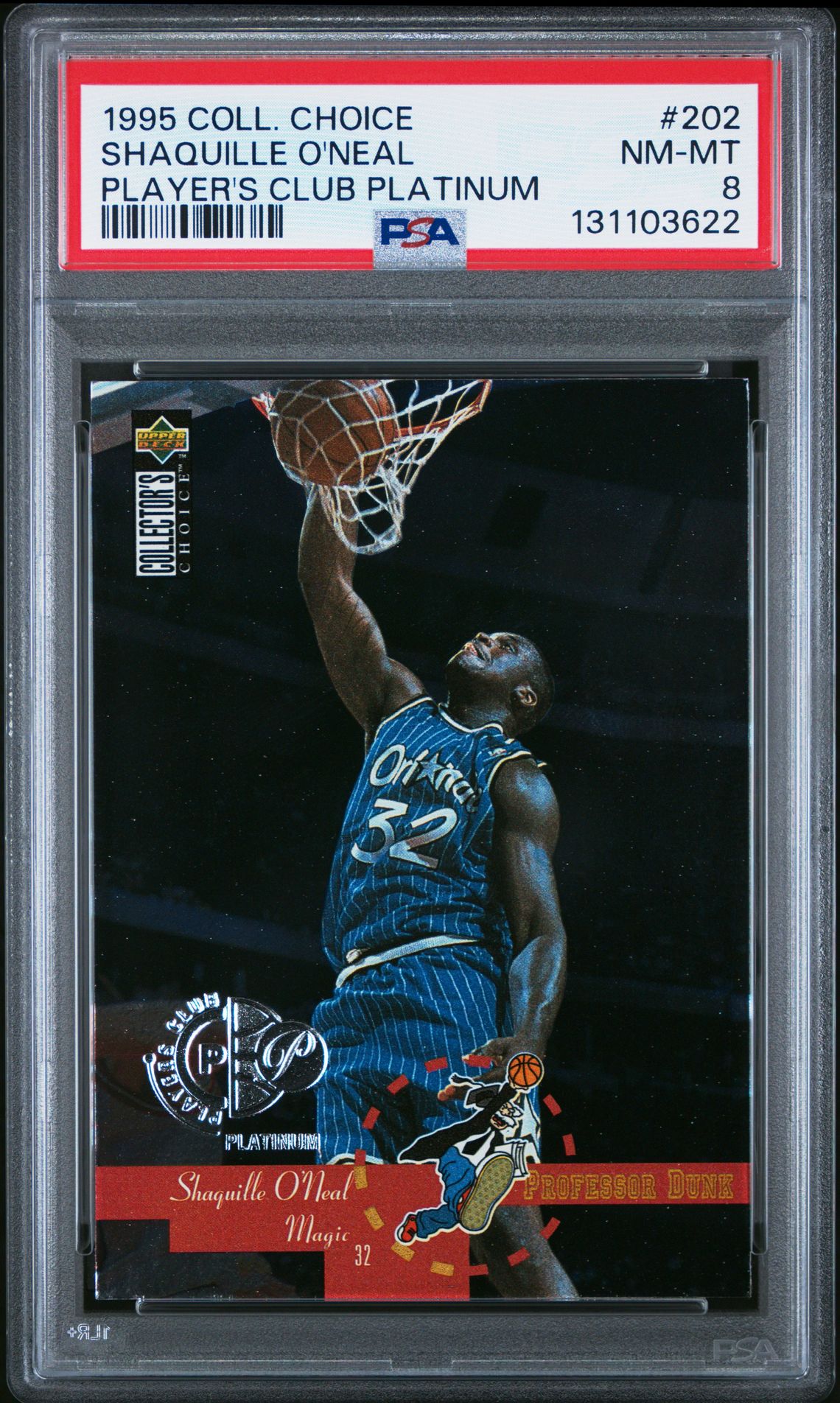 1995 Collector's Choice Shaquille O'neal #202 (Player's Club Platinum) Nm-Mt 8 front