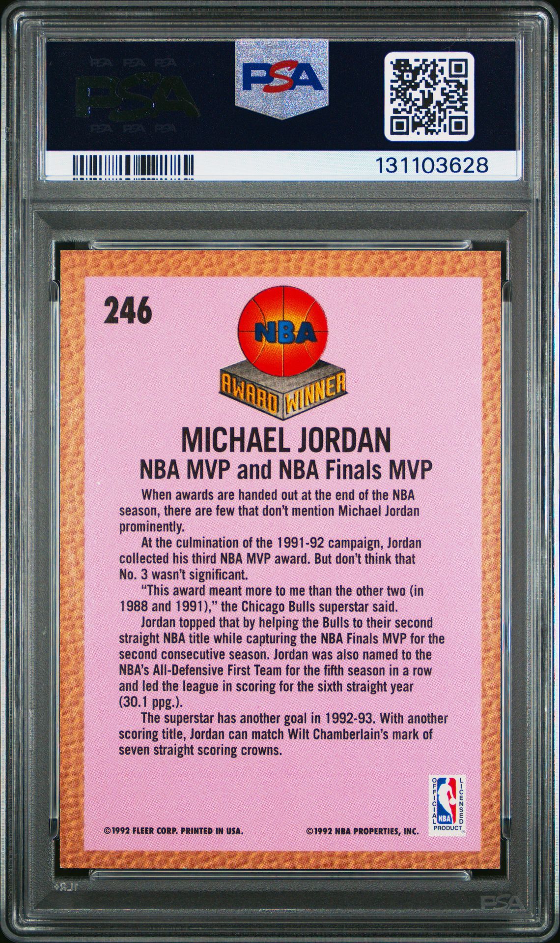 1992 Fleer Michael Jordan #246 Nm-Mt 8 back