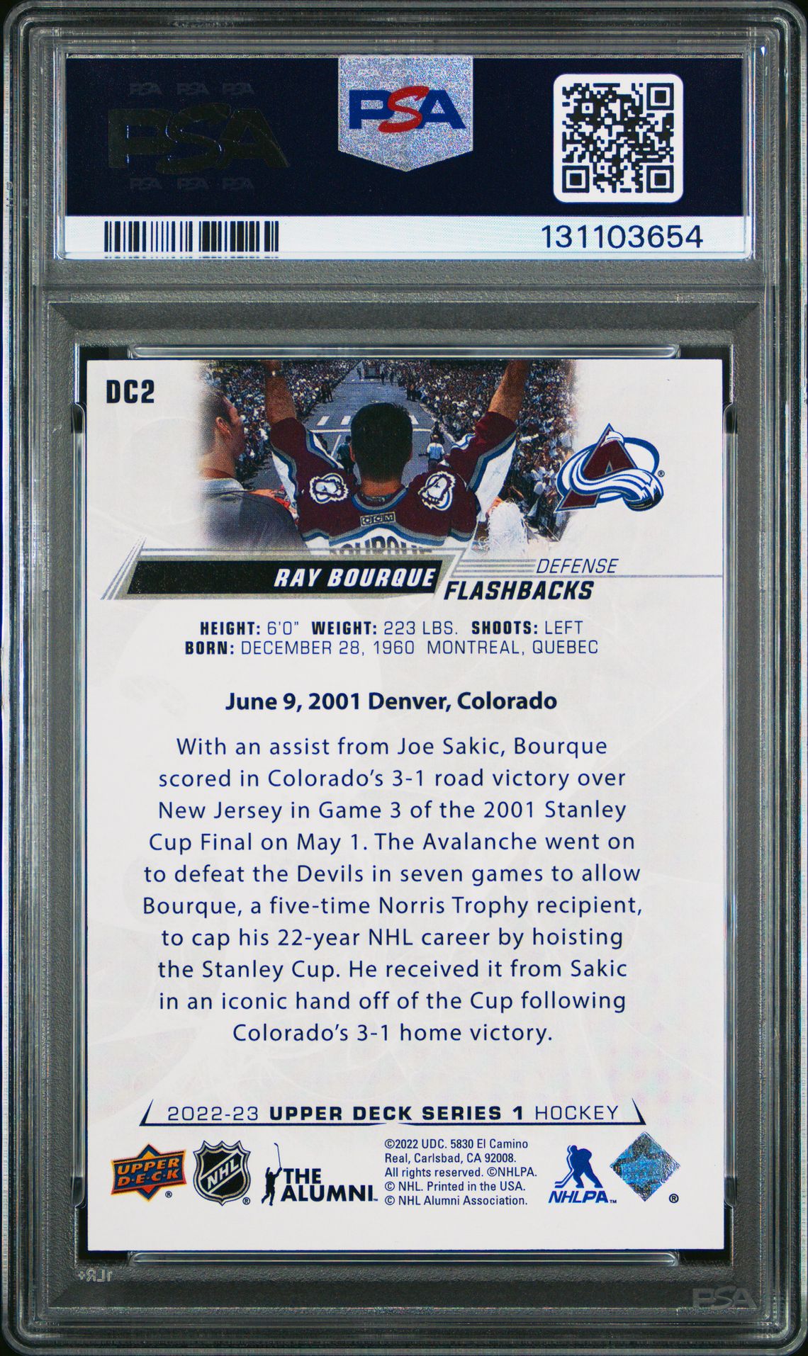 2022 Upper Deck Day With The Cup Flashbacks Ray Bourque #Dc2 (Day W/ Cup Flashbacks) Nm-Mt 8 back