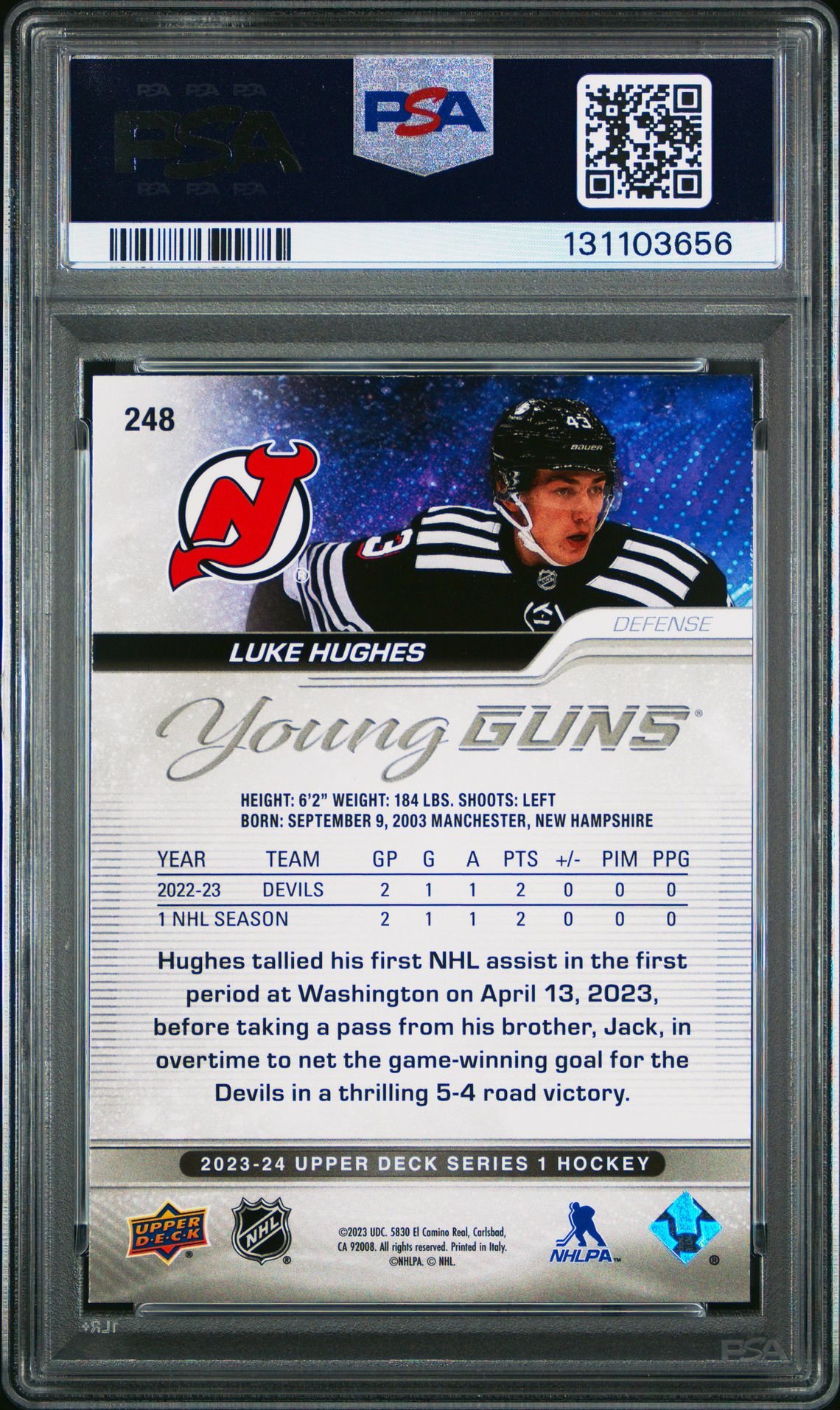 2023 Upper Deck Luke Hughes #248 Mint 9 back