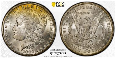 1880-CC $1 8/Low 7 MS63