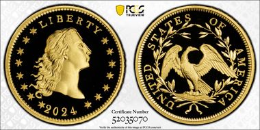 2024 $1 Flowing Hair High Relief Au 230th Anniversary PR70DCAM