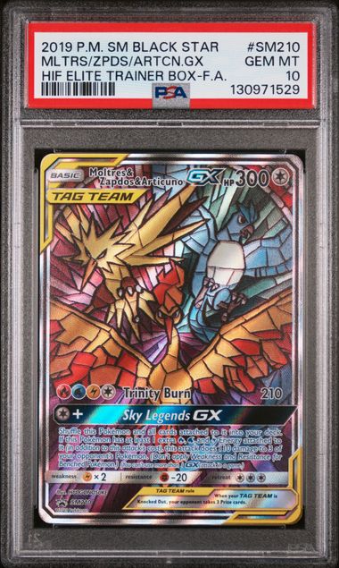 2019 Pokemon Hidden Fates GX #SM210 Moltres / Zapdos front