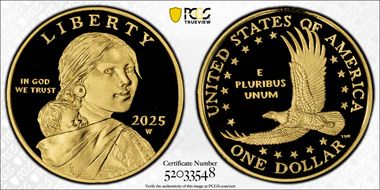 2025-W SAC$1 25th Anniversary .9999 Au PR70DCAM