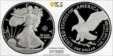 2025-W $1 Silver Eagle w/ U.S. Army Privy 250th Anniversary PR69DCAM