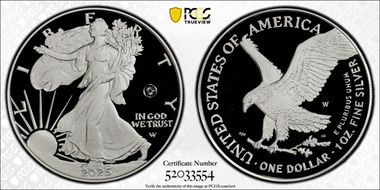 2025-W $1 Silver Eagle w/ Laser Privy PR69DCAM