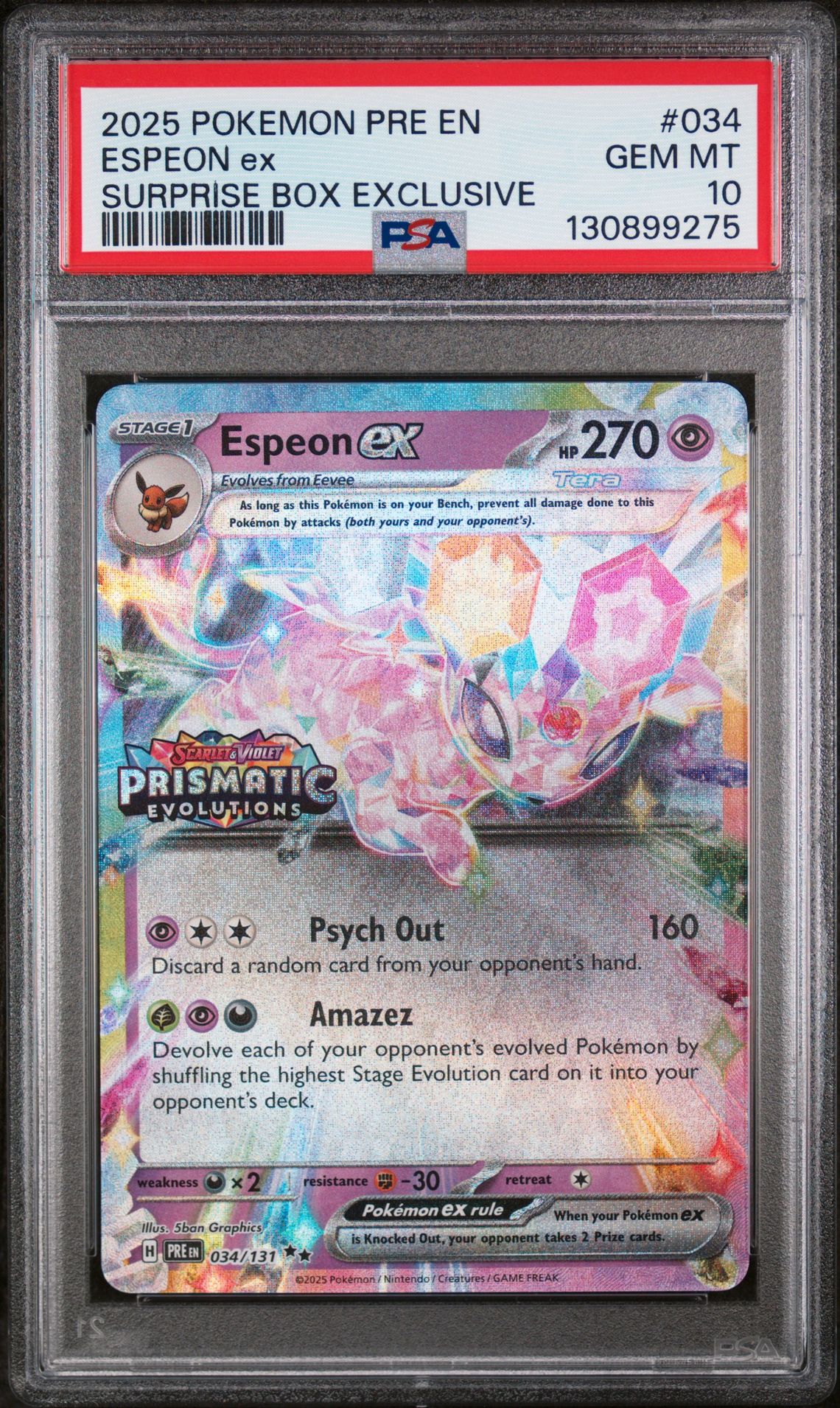 2025 Pokemon POKEMON PRE EN-PRISMATIC EVOLUTIONS SURPRISE BOX EXCLUSIVE #034 Espeon Ex front