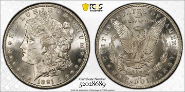 1891-CC $1 VAM 3, Spitting Eagle MS63