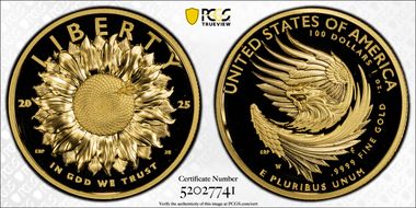 2025-W $100 American Liberty High Relief .9999 Fine First Strike PR70DCAM