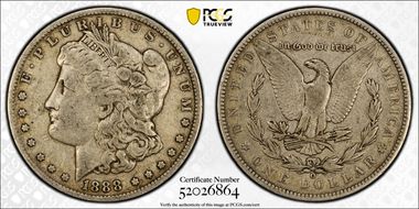 1888-O $1 VAM 4, Hot Lips F15