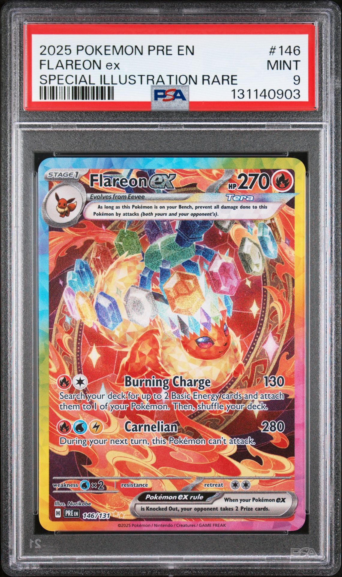 2025 Pokemon Pre En-Prismatic Evolutions Flareon Ex #146 (Special Illustration Rare) Mint 9 front