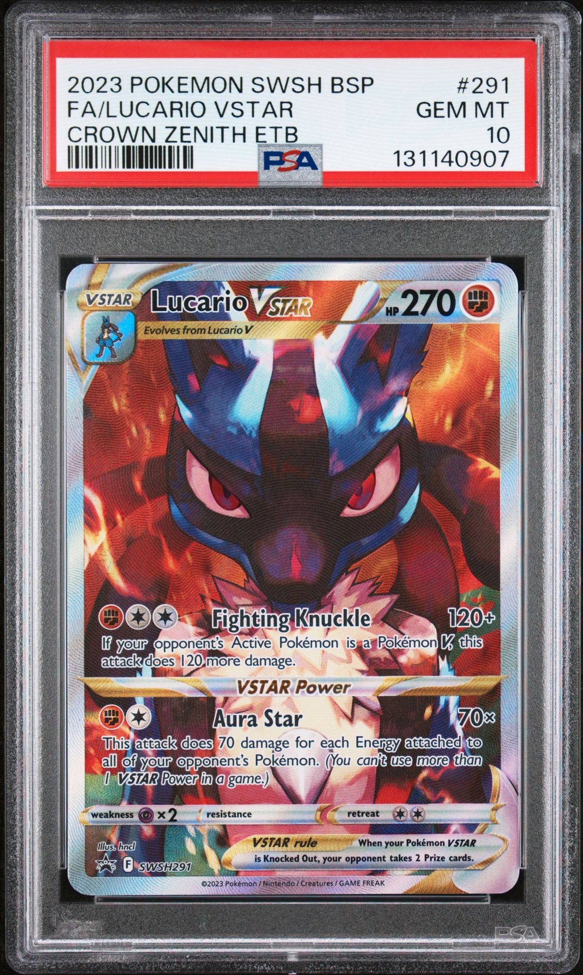 2023 Pokemon Swsh Black Star Promo Fa/Lucario Vstar #291 (Crown Zenith Etb) Gem Mt 10 front