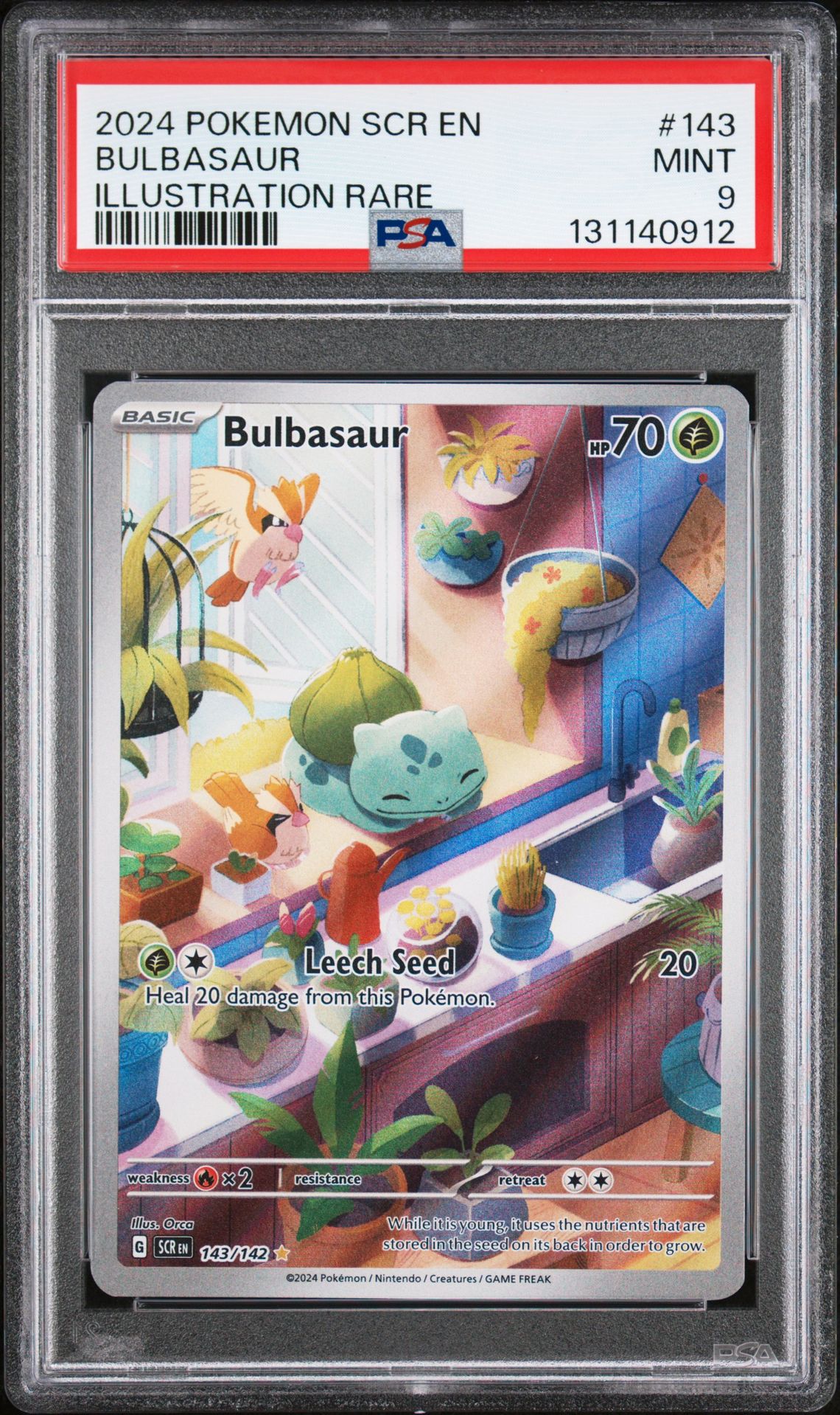 2024 Pokemon Scr En-Stellar Crown Bulbasaur #143 (Illustration Rare) Mint 9 front