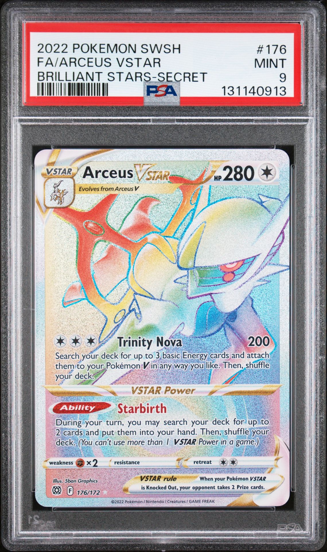 2022 Pokemon Sword & Shield Brilliant Stars Fa/Arceus Vstar #176 (Brilliant Stars-Secret) Mint 9 front