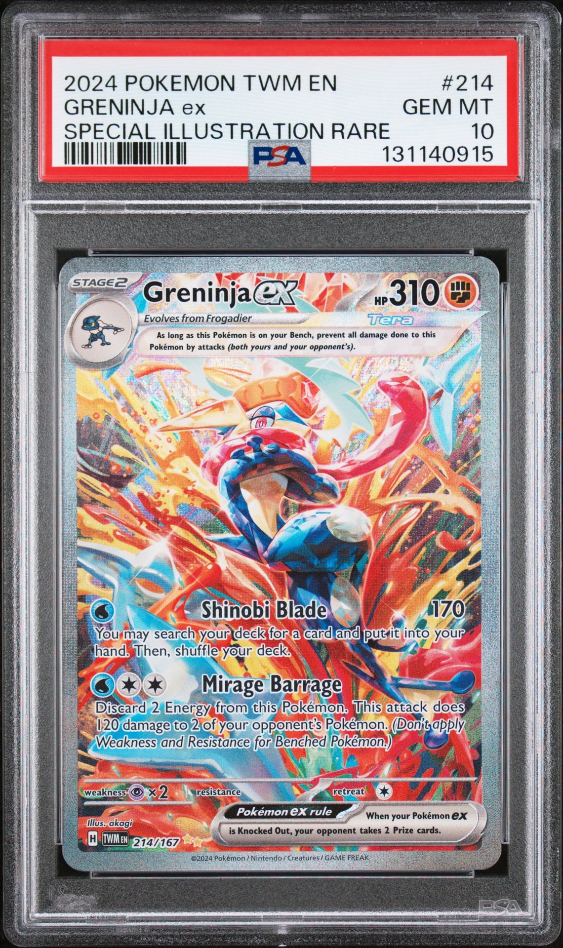 2024 Pokemon Twm En-Twilight Masquerade Greninja Ex #214 (Special Illustration Rare) Gem Mt 10 front