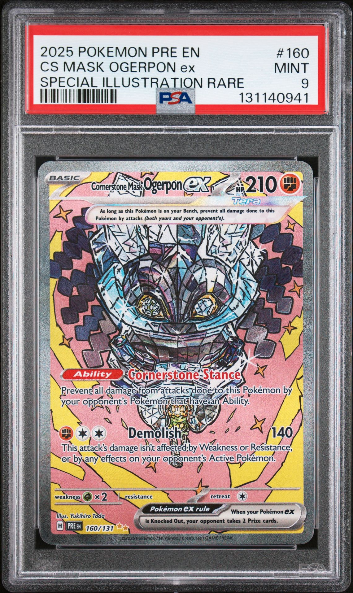 2025 Pokemon Pre En-Prismatic Evolutions Cs Mask Ogerpon Ex #160 (Special Illustration Rare) Mint 9 front