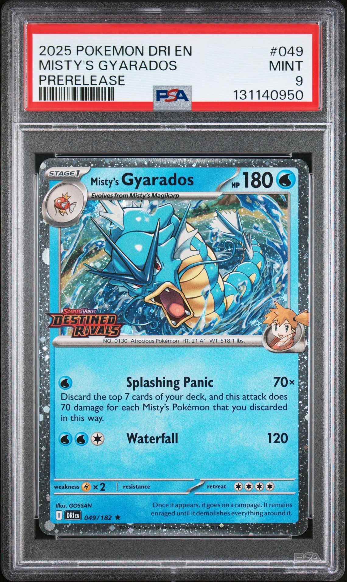2025 Pokemon Dri En-Destined Rivals Misty's Gyarados #049 (Prerelease) Mint 9 front